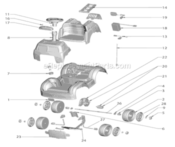 Page A Diagram and Parts List for M1350  Power Wheels Ride-On Cars